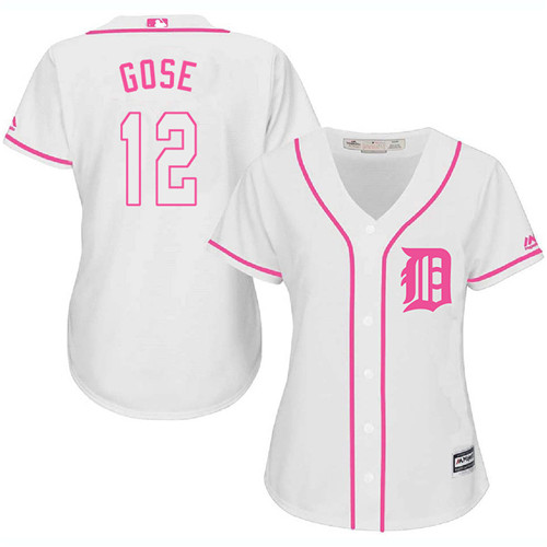 Women's Majestic Detroit Tigers #12 Anthony Gose Replica White Fashion Cool Base MLB Jersey
