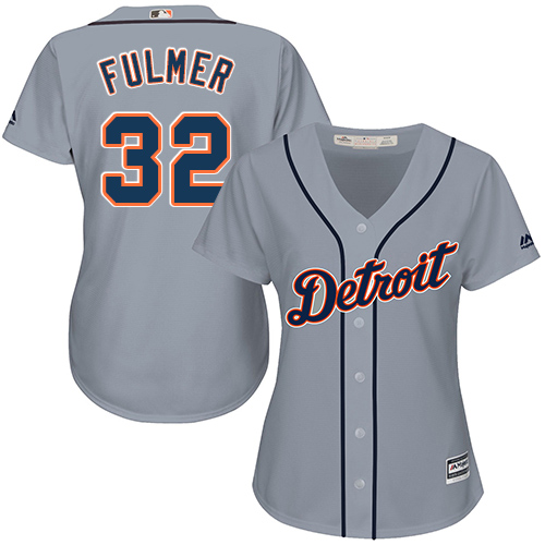 Women's Majestic Detroit Tigers #32 Michael Fulmer Replica Grey Road Cool Base MLB Jersey