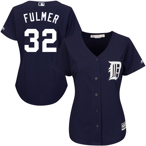 Women's Majestic Detroit Tigers #32 Michael Fulmer Replica Navy Blue Alternate Cool Base MLB Jersey