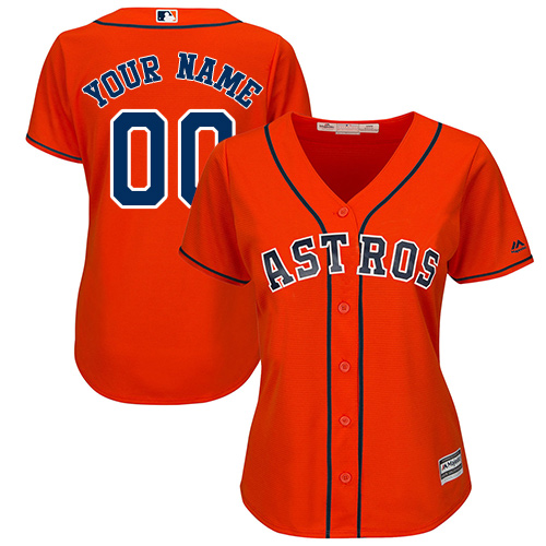 Women's Majestic Houston Astros Customized Replica Orange Alternate Cool Base MLB Jersey