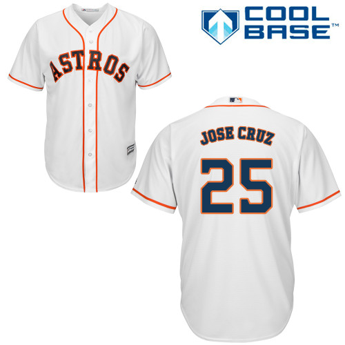 Men's Majestic Houston Astros #25 Jose Cruz Jr. Replica White Home Cool Base MLB Jersey