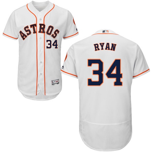 Men's Majestic Houston Astros #34 Nolan Ryan Authentic White Home Cool Base MLB Jersey