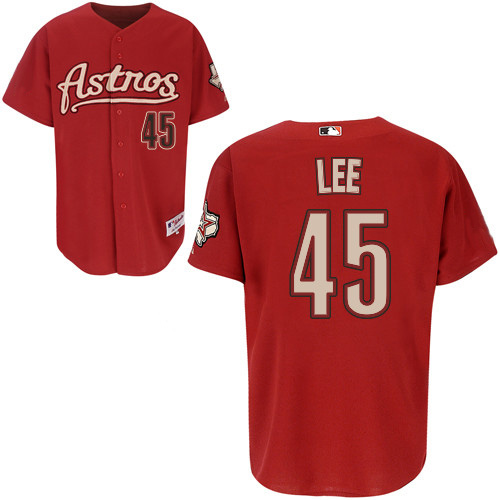 Men's Majestic Houston Astros #45 Carlos Lee Replica Red MLB Jersey
