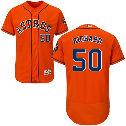 Men's Majestic Houston Astros #50 J.R. Richard Authentic Orange Alternate Cool Base MLB Jersey