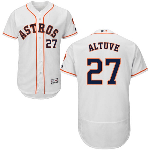 Men's Majestic Houston Astros #27 Jose Altuve Authentic White Home Cool Base MLB Jersey