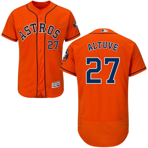 Men's Majestic Houston Astros #27 Jose Altuve Authentic Orange Alternate Cool Base MLB Jersey