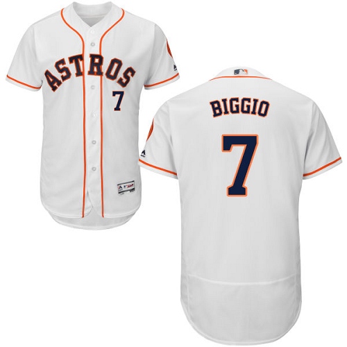Men's Majestic Houston Astros #7 Craig Biggio Authentic White Home Cool Base MLB Jersey