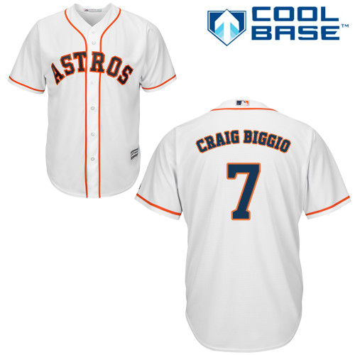 Men's Majestic Houston Astros #7 Craig Biggio Replica White Home Cool Base MLB Jersey