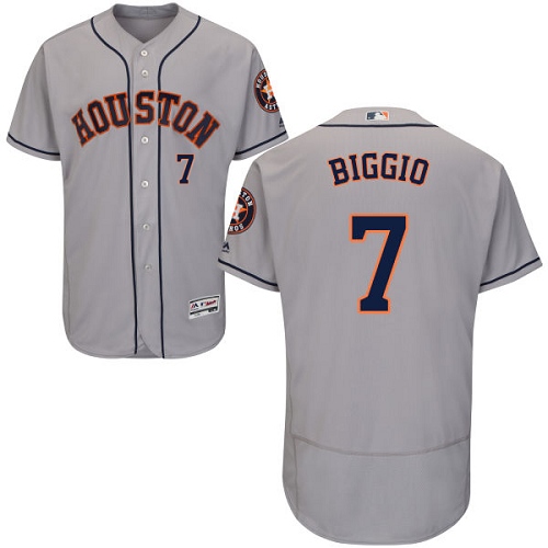 Men's Majestic Houston Astros #7 Craig Biggio Authentic Grey Road Cool Base MLB Jersey
