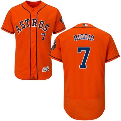 Men's Majestic Houston Astros #7 Craig Biggio Authentic Orange Alternate Cool Base MLB Jersey
