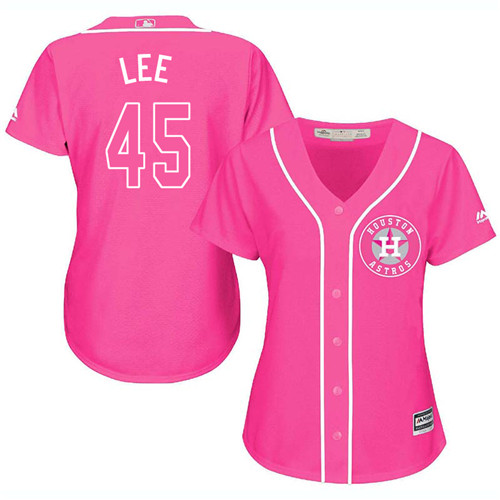 Women's Majestic Houston Astros #45 Carlos Lee Authentic Pink Fashion Cool Base MLB Jersey
