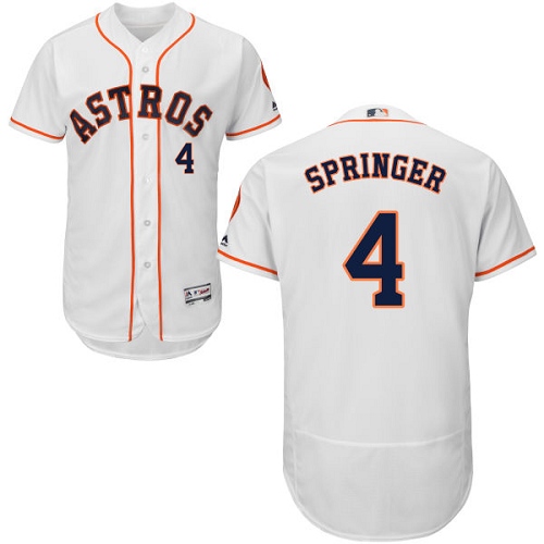 Men's Majestic Houston Astros #4 George Springer Authentic White Home Cool Base MLB Jersey