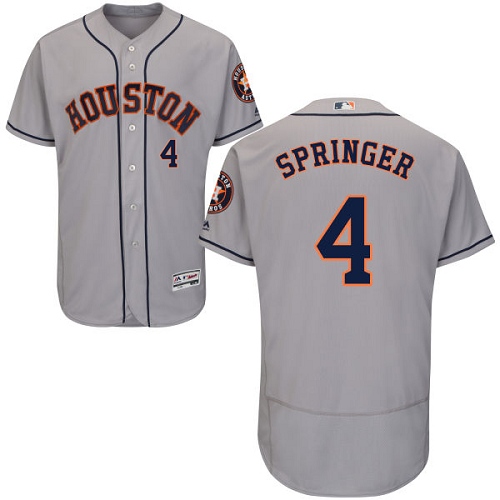 Men's Majestic Houston Astros #4 George Springer Authentic Grey Road Cool Base MLB Jersey