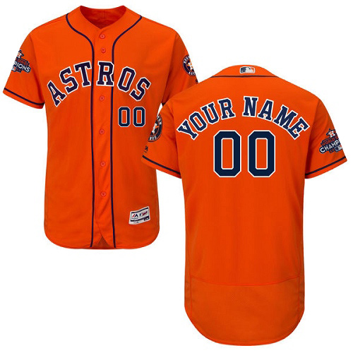Men's Majestic Houston Astros Customized Authentic Orange Alternate 2017 World Series Champions Flex Base MLB Jersey