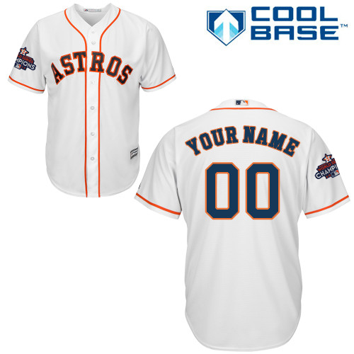 Youth Majestic Houston Astros Customized Replica White Home 2017 World Series Champions Cool Base MLB Jersey