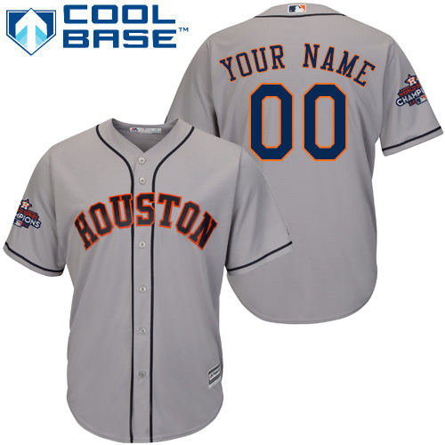 Youth Majestic Houston Astros Customized Replica Grey Road 2017 World Series Champions Cool Base MLB Jersey
