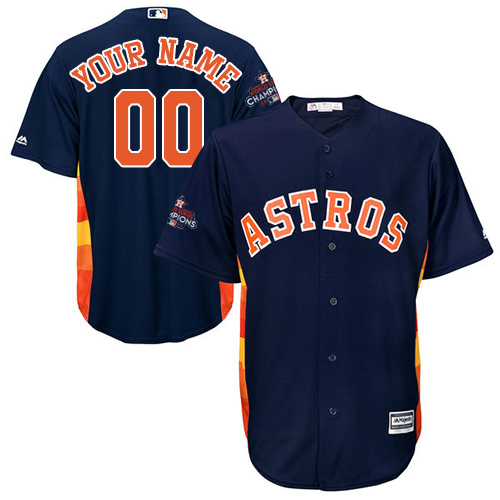 Youth Majestic Houston Astros Customized Replica Navy Blue Alternate 2017 World Series Champions Cool Base MLB Jersey