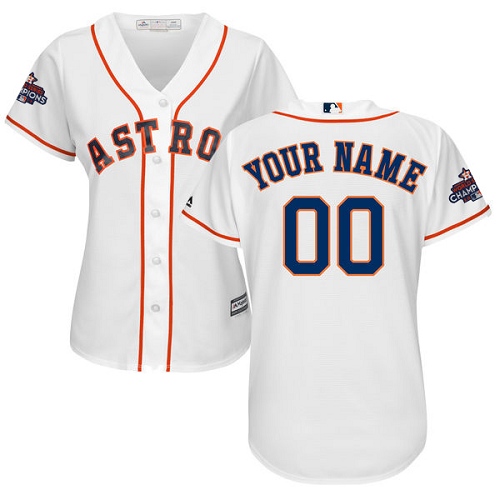 Women's Majestic Houston Astros Customized Authentic White Home 2017 World Series Champions Cool Base MLB Jersey