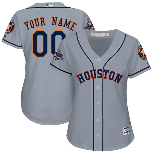 Women's Majestic Houston Astros Customized Authentic Grey Road 2017 World Series Champions Cool Base MLB Jersey