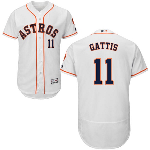 Men's Majestic Houston Astros #11 Evan Gattis Authentic White Home Cool Base MLB Jersey