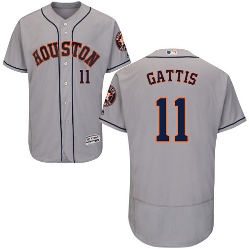 Men's Majestic Houston Astros #11 Evan Gattis Authentic Grey Road Cool Base MLB Jersey