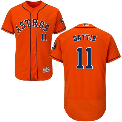 Men's Majestic Houston Astros #11 Evan Gattis Authentic Orange Alternate Cool Base MLB Jersey