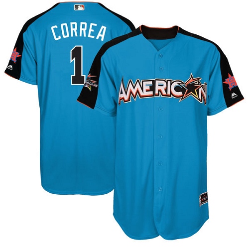 Men's Majestic Houston Astros #1 Carlos Correa Replica Blue American League 2017 MLB All-Star MLB Jersey