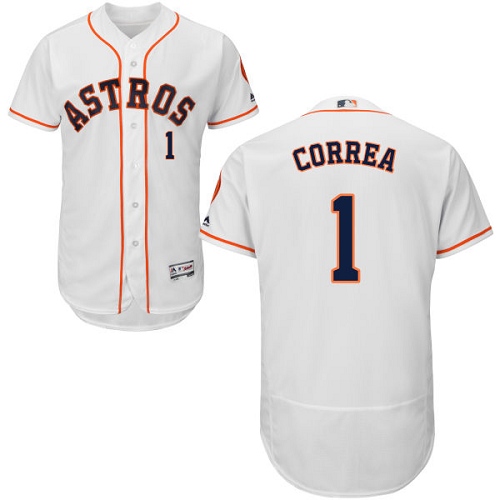Men's Majestic Houston Astros #1 Carlos Correa Authentic White Home Cool Base MLB Jersey
