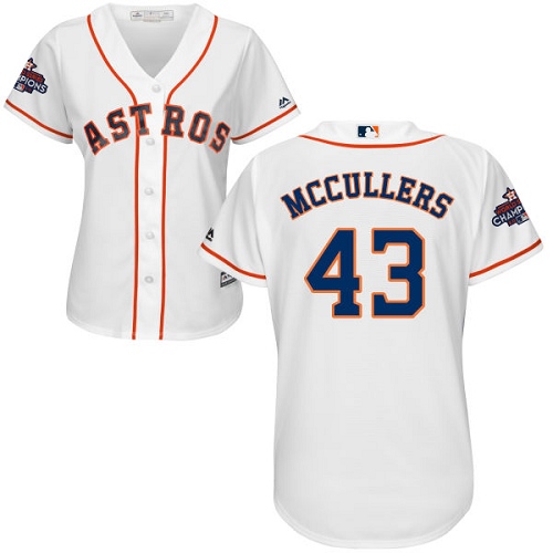 Women's Majestic Houston Astros #43 Lance McCullers Authentic White Home 2017 World Series Champions Cool Base MLB Jersey