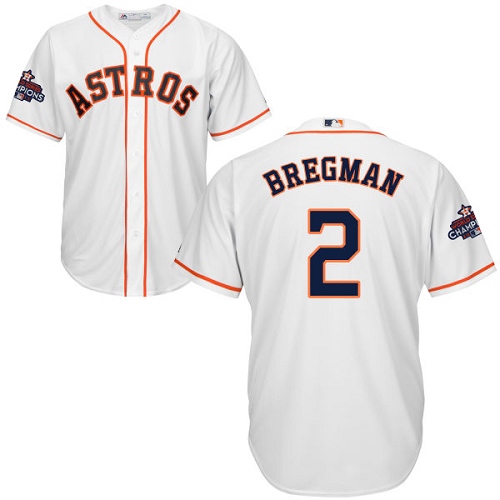 Youth Majestic Houston Astros #2 Alex Bregman Authentic White Home 2017 World Series Champions Cool Base MLB Jersey