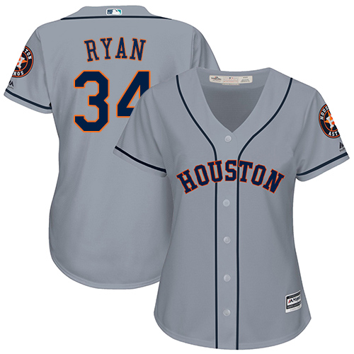 Women's Majestic Houston Astros #34 Nolan Ryan Authentic Grey Road Cool Base MLB Jersey