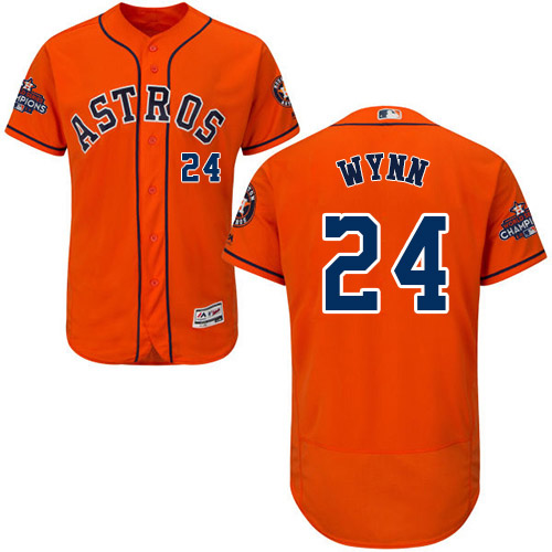 Men's Majestic Houston Astros #24 Jimmy Wynn Authentic Orange Alternate 2017 World Series Champions Flex Base MLB Jersey