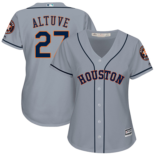 Women's Majestic Houston Astros #27 Jose Altuve Authentic Grey Road Cool Base MLB Jersey
