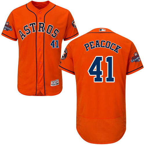 Men's Majestic Houston Astros #41 Brad Peacock Authentic Orange Alternate 2017 World Series Champions Flex Base MLB Jersey