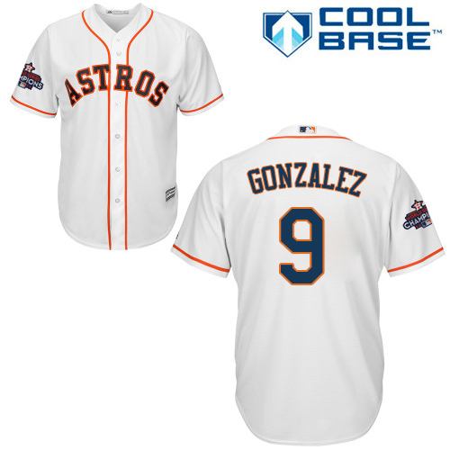Youth Majestic Houston Astros #9 Marwin Gonzalez Authentic White Home 2017 World Series Champions Cool Base MLB Jersey