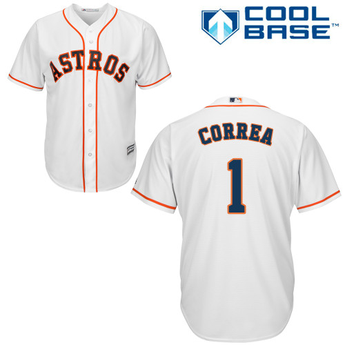 Youth Majestic Houston Astros #1 Carlos Correa Authentic White Home Cool Base MLB Jersey