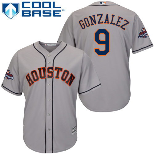 Youth Majestic Houston Astros #9 Marwin Gonzalez Authentic Grey Road 2017 World Series Champions Cool Base MLB Jersey