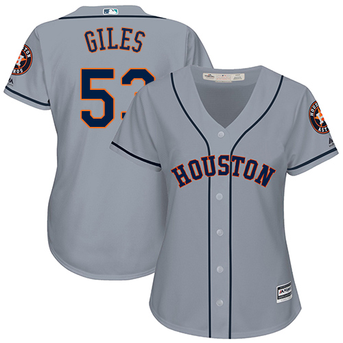 Women's Majestic Houston Astros #53 Ken Giles Authentic Grey Road Cool Base MLB Jersey