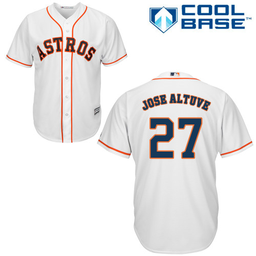 Youth Majestic Houston Astros #27 Jose Altuve Authentic White Home Cool Base MLB Jersey