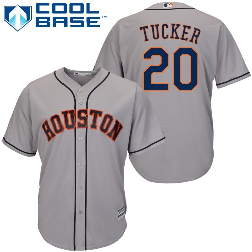 Men's Majestic Houston Astros #20 Preston Tucker Replica Grey Road Cool Base MLB Jersey