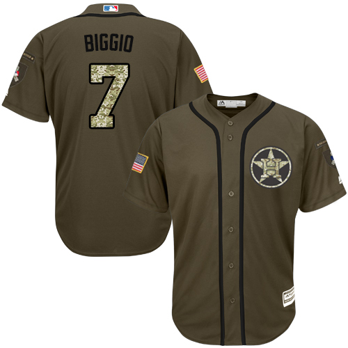 Men's Majestic Houston Astros #7 Craig Biggio Authentic Green Salute to Service MLB Jersey