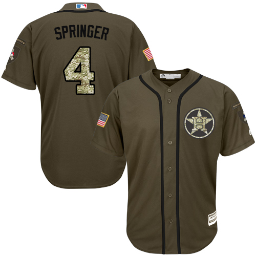 Men's Majestic Houston Astros #4 George Springer Authentic Green Salute to Service MLB Jersey