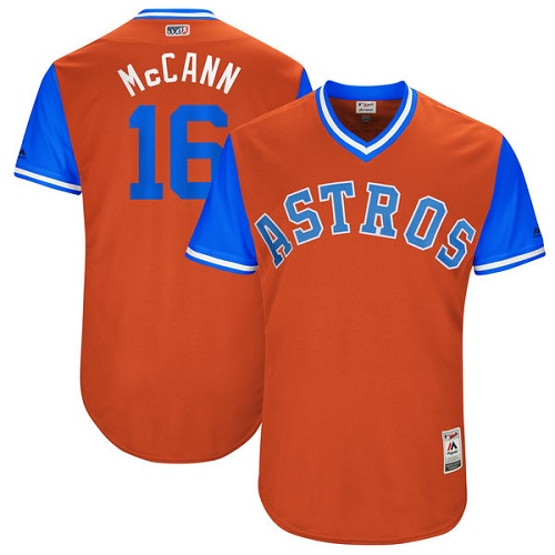 Men's Majestic Houston Astros #16 Brian McCann "McCann" Authentic Orange 2017 Players Weekend MLB Jersey