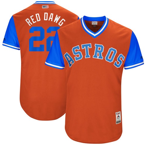 Men's Majestic Houston Astros #22 Josh Reddick "Red Dawg" Authentic Orange 2017 Players Weekend MLB Jersey