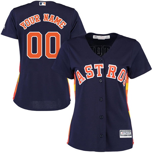 Women's Majestic Houston Astros Customized Authentic Navy Blue Alternate Cool Base MLB Jersey