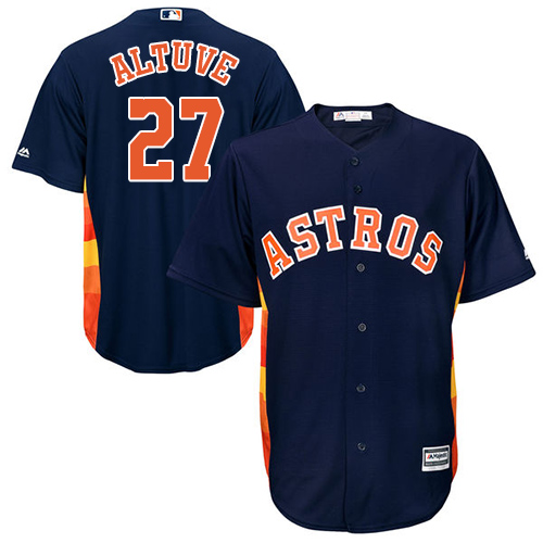 Men's Majestic Houston Astros #27 Jose Altuve Replica Navy Blue Alternate Cool Base MLB Jersey
