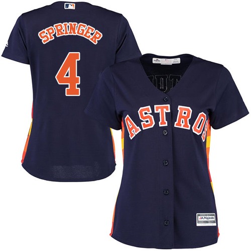 Women's Majestic Houston Astros #4 George Springer Authentic Navy Blue Alternate Cool Base MLB Jersey