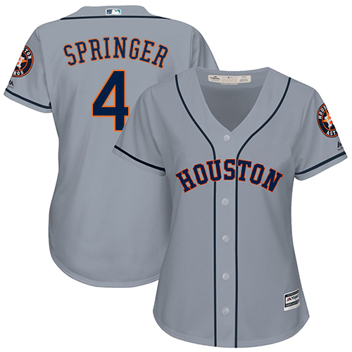 Women's Majestic Houston Astros #4 George Springer Authentic Grey Road Cool Base MLB Jersey