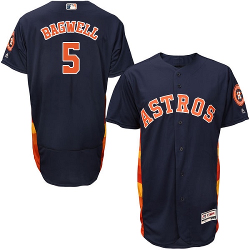 Men's Majestic Houston Astros #5 Jeff Bagwell Authentic Navy Blue Alternate Cool Base MLB Jersey