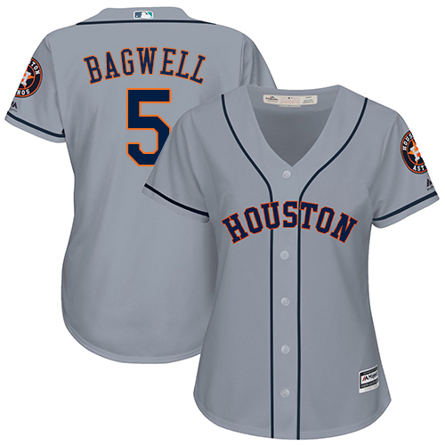 Women's Majestic Houston Astros #5 Jeff Bagwell Authentic Grey Road Cool Base MLB Jersey